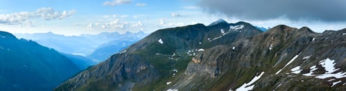 Preview: Tranquil Summer Alps Mountain (View From Grossglockner High Alpine Road). Three Shots Composite
