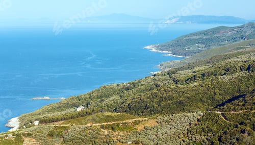 Preview: Top View Of The Aegean Sea Coastline (Near Mylopotamos Beach, Greece).