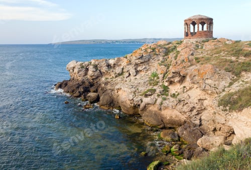 Preview: Rocky Summer Coastline And Cape With Pavilion