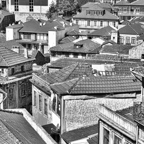 Preview: View To Historic Center City Of Porto In Portugal, Retro Image Filtered Style