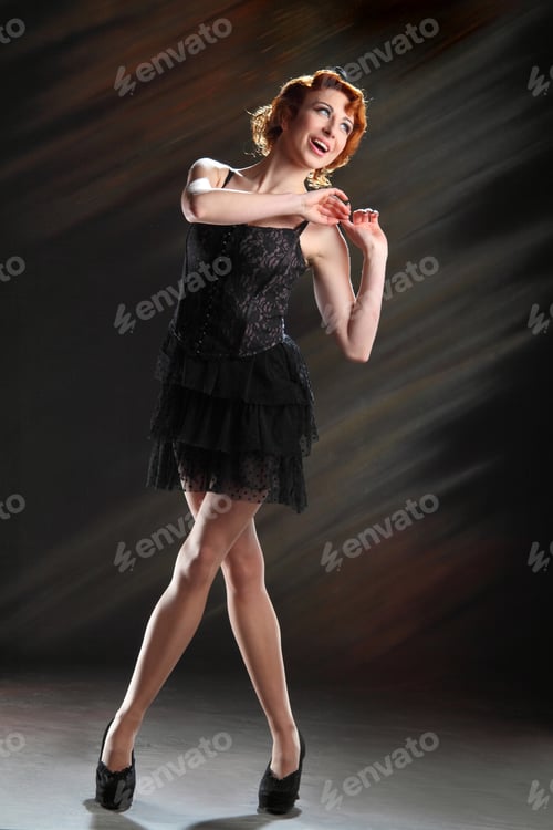 Preview: Active, Beautiful Girl In The Studio Shooting . Stylish Hairstyle And Make-Up, Bright Emotions