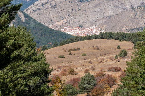 Preview: Alcala De La Selva Panorama Gudar Mountains In Teruel Spain