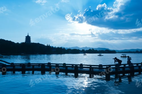 Preview: West Lake With Sunset In Hangzhou,China