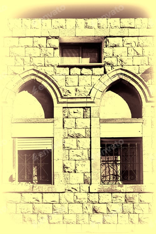 Preview: Windows Of Traditional Stoned House In Old Acre. Arab Architecture Of The Old City Of Akko In