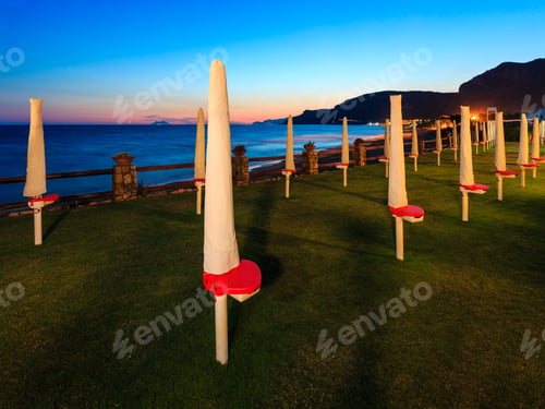 Preview: Sunset Twilight On Beautiful Resting Place Near Tyrrhenian Sea Beach (Gaeta, Latina, Italy)