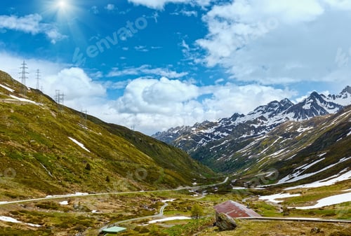 Preview: Passo Del San Gottardo Or St. Gotthard Pass Summer Landscape (Switzerland).