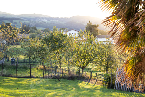 Preview: Itxaussu Is A Picturesque Village In The Basque Country France. Rural Landscape Sunrise..
