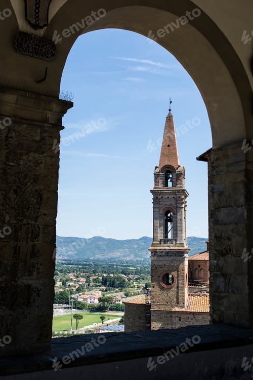 Preview: View To Church San Giuliano Through The Loggia By Vasari In The Medieval Italian City Of Castiglion