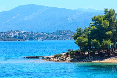 Preview: Beautiful Summer Aegean Sea Coast Landscape (Near Lagonisi , Sithonia, Halkidiki, Greece).