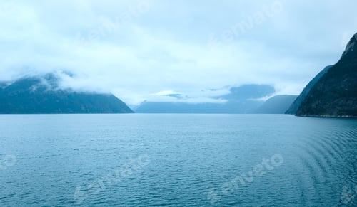 Preview: Fjord Summer Cloudy View From Ferry (Norway)
