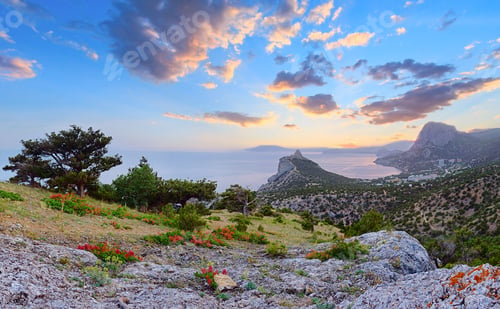 Preview: Morning Sea Landscape With Coastline Rocks Of Novyj Svit Reserve (Crimea, Ukraine) And Picturesque