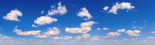 Preview: Blue Sky Panorama With White Cumulus Clouds, Natural Sky Background