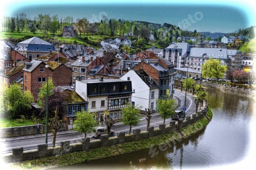 Preview: Embankment Of The River Ourthe In The Belgian City Of La Roche. Vintage Style Toned Picture