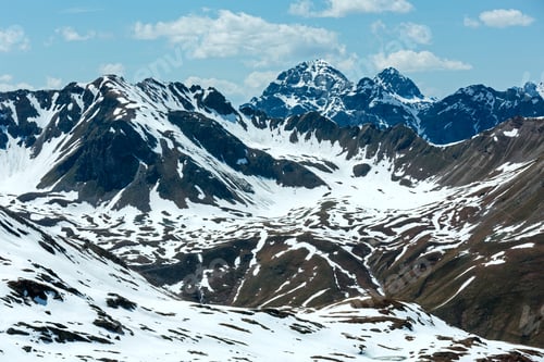 Preview: Summer Mountain View From Stelvio Pass With Snow On Slope (Italy)