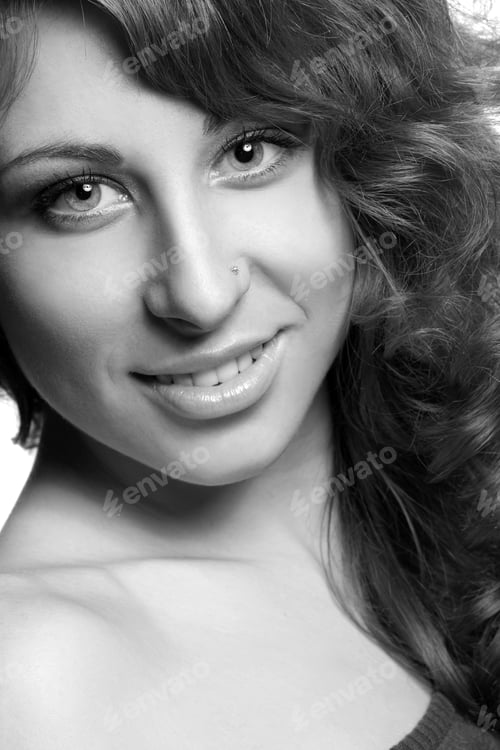 Preview: Portrait Of Beautiful Girl With Curly Hair Luxuriant