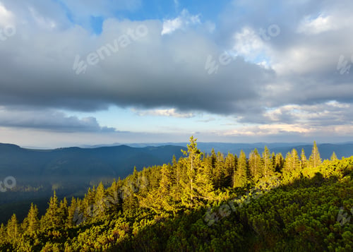 Preview: Summer Evening Gorgany Mountain Ridge View From Homiak Mount Top (Carpathian, Ukraine).