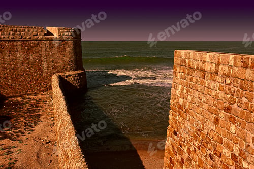 Preview: The City Beach Located Adjacent To The Sea Walls Of Akko In Israel At Sunset. View On A