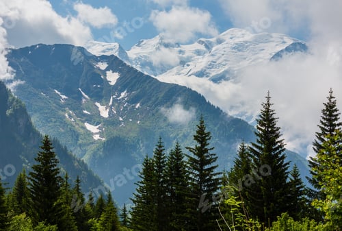 Preview: Mont Blanc Mountain Massif (Chamonix Valley, France, View From Plaine Joux Outskirts).