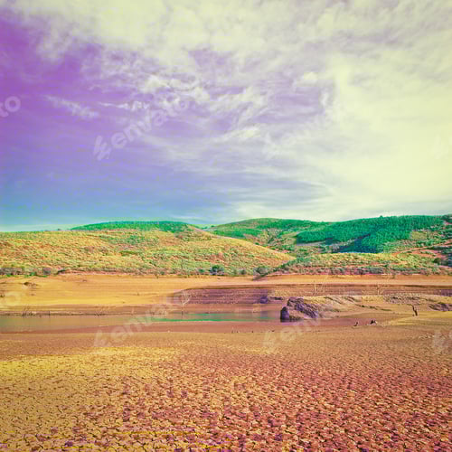 Preview: River On The Bottom Of Canyon In The Cantabrian Mountain At Sunset, Vintage Style Toned Picture