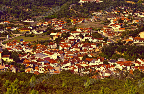 Preview: Aerial View Of The Small Modern Town In Portugal At Sunset