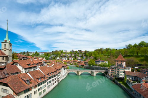 Preview: Bird'S Eye View On The Roofs Of The City Of Berne And River Aare