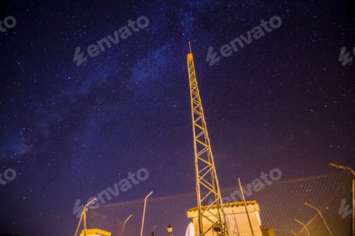 Preview: Communications Tower And Stars Nightscape In Valbona Spain