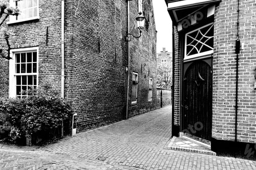 Preview: Typical Dutch Brick Houses In Holland. Street View In The Historical Center Of Amersfoort In The