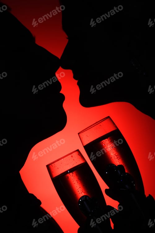 Preview: Portrait Of The Newlyweds On Studio Shooting With Glasses Of Champagne