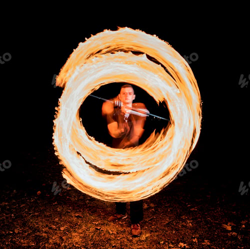 Preview: Fire Show. Fire Performance At The Night. Background