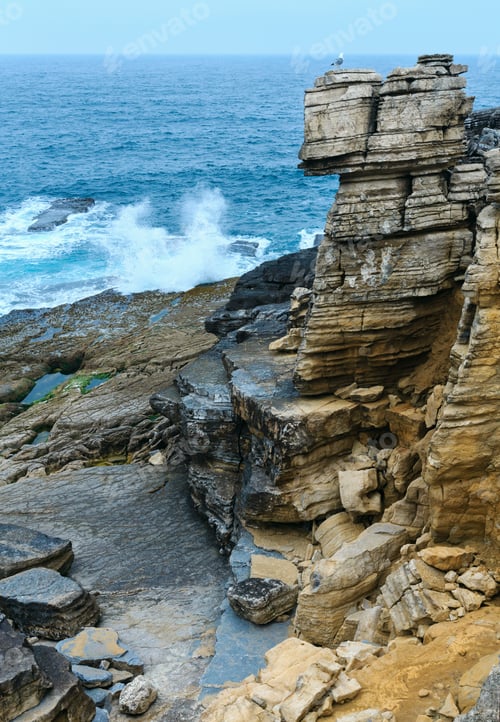 Preview: Summer Atlantic Ocean Rocky Coast Landscape (Peniche, Portugal).