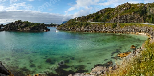Preview: Summer Cloudy Evening Ersfjorden Landscape (Norway, Lofoten).