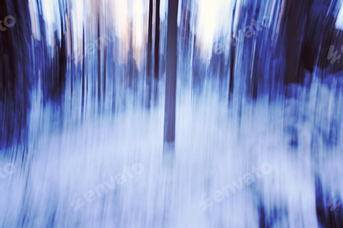Preview: Wintry Forest Blurred. Motion Blur Made By Moving The Camera Vertically. Image Has A Vintage Effect