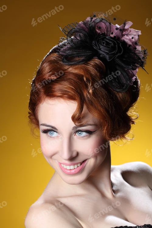 Preview: Portrait Of Beautiful Girl With Curly Hair Luxuriant
