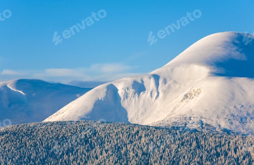 Preview: Sunrise And Winter Mountain Landscape. View From Kukol Mount. (Carpathian Mountains, Ukraine)