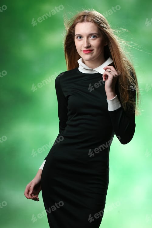 Preview: Beautiful Sexy Girl On Studio Equipment . Long Beautiful Hair. Vivid Emotions