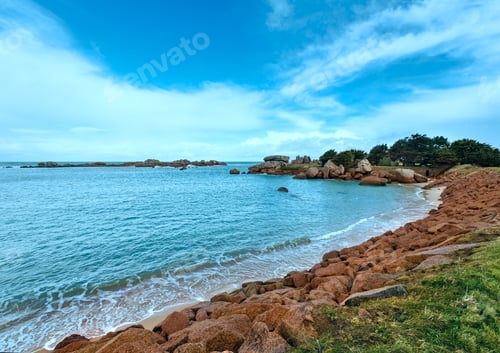 Preview: Tregastel Coast Spring View (Between Perros-Guirec And Pleumeur-Bodou, Brittany, France). The Pink