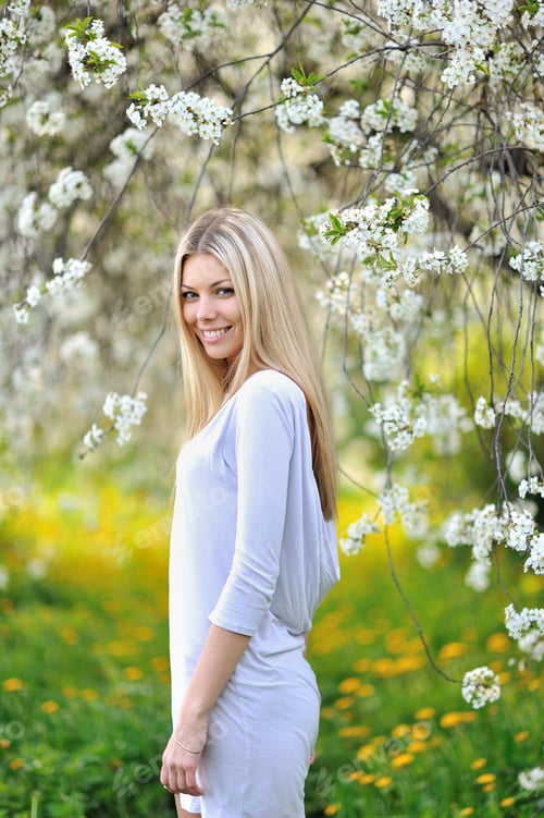 Preview: Portrait Of Beautiful, Sexy Woman Outdoors In Spring