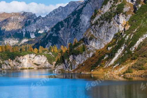 Preview: Sunny Autumn Alpine Tappenkarsee Lake And Rocky Mountains Above, Kleinarl, Land Salzburg, Austria
