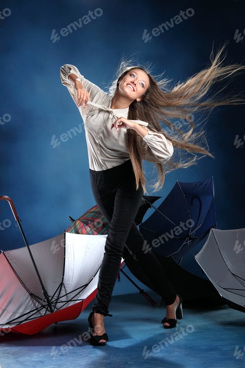 Preview: Portrait Of A Girl With Wind In Her Hair