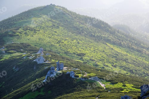 Preview: Big Rocky Boulders On Summer Mountain Ridge, Carpathian, Chornohora, Ukraine.