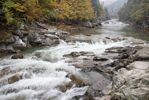 Preview: Autumn Mountain River View With Some Waterfalls