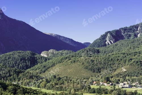 Preview: Alpine Landscape Of Alpes-De-Haute-Provence Department In Southeastern France. Neighborhoods Of A