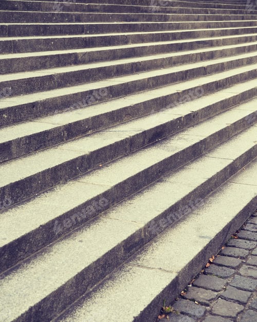 Preview: An Image Of A Concrete Stairs Going Up. Image Has A Vintage Effect Applied.