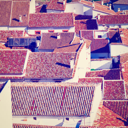 Preview: Bird'S Eye View On The Red Tiles Of The Spanish City Of Grazalema, Instagram Effect