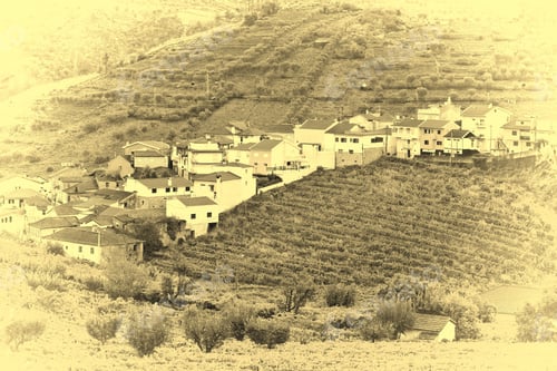 Preview: Village Surrounded By Vineyards On The Hills Of Portugal, Stylized Photo