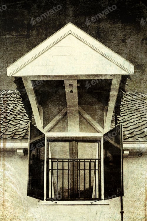Preview: Dormer With Shutters On The Roof Of A House In Holland. Typical Dutch House With Gable Window
