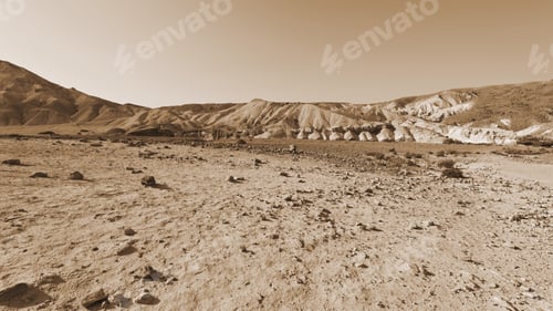Preview: Rocky Hills Of The Negev Desert In Israel, Vintage Style Sepia