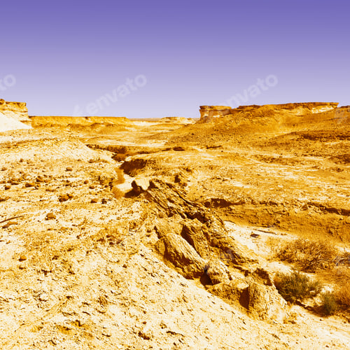 Preview: Rocky Hills Of The Negev Desert In Israel At Sunset, Retro Effect