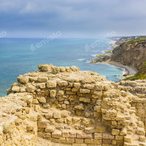 Preview: Ruins Of The Crusader Fortress Of The City Arsour In Israel. Dunes On The Shore Of The