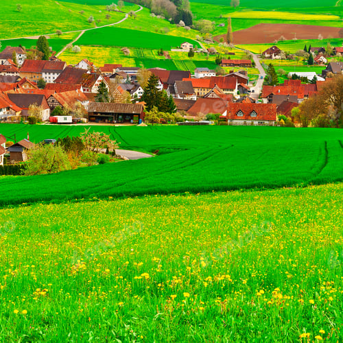 Preview: Small City High Up In The Swiss Alps Surrounded By Pastures